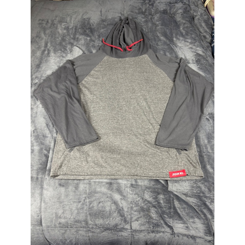 Jason Wu‎ for EVA AIR Mens Grey Two Tone Raglan Pullover Hoodie Size L Q2305